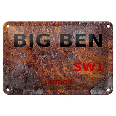 Targa in metallo Londra 18x12 cm Street Big Ben SW1 Decorazione