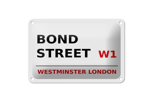 Blechschild London 18x12cm Bond Street W1 weißes Schild