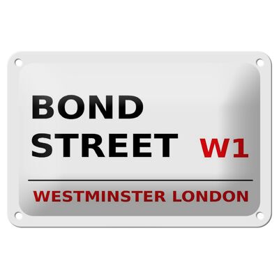 Cartel de chapa Londres 18x12cm Bond Street W1 cartel blanco