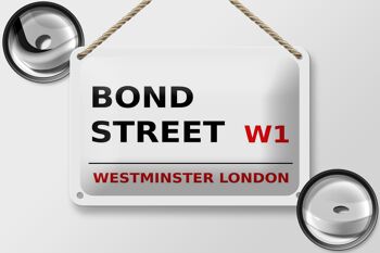 Plaque en tôle Londres 18x12cm Bond Street W1 plaque blanche 2