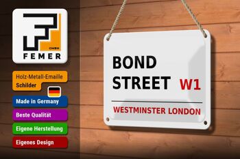 Plaque en tôle Londres 18x12cm Bond Street W1 plaque blanche 3