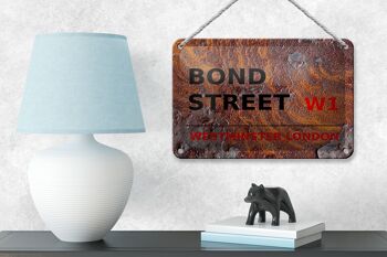 Panneau en étain londres, 18x12cm, décoration Bond Street W1 4