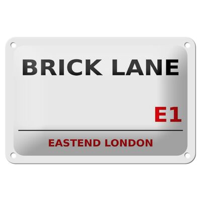 Cartel de chapa Londres 18x12cm Street Brick Lane E1 cartel blanco
