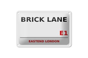 Panneau blanc en étain de Londres, 18x12cm, rue Brick Lane E1 1