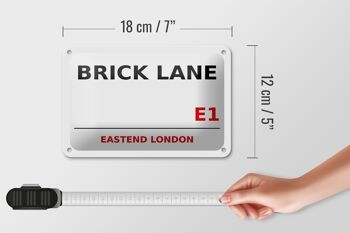 Panneau blanc en étain de Londres, 18x12cm, rue Brick Lane E1 5