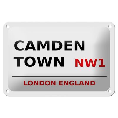 Cartel de chapa Londres 18x12cm Inglaterra Camden Town NW1 cartel blanco