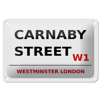 Cartel de chapa Londres 18x12cm Westminster Carnaby Street W1 cartel blanco