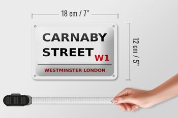 Panneau blanc en étain de Londres, 18x12cm, Westminster, Carnaby Street W1 5