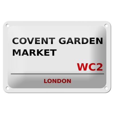 Targa in metallo Londra 18x12 cm Covent Garden Market WC2 cartello bianco