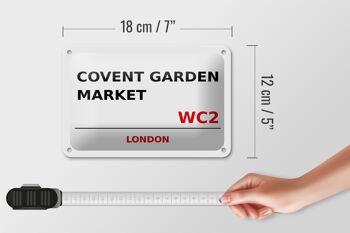 Panneau blanc en étain de Londres, 18x12cm, Covent Garden Market WC2 5