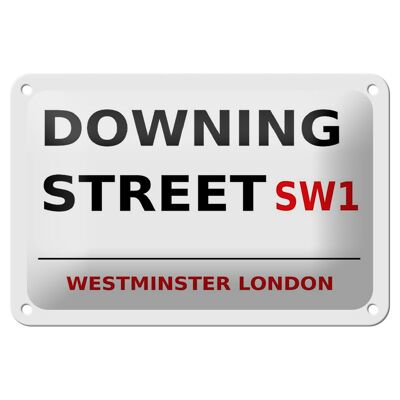 Targa in metallo Londra 18x12 cm Westminster Downing Street SW1 cartello bianco