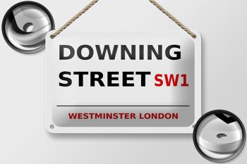 Panneau blanc en étain de Londres, 18x12cm, Westminster downing Street SW1 2