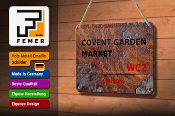 Panneau en étain de londres, 18x12cm, décoration du marché Covent Garden WC2 3