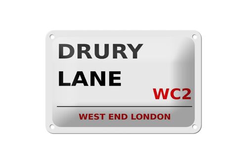 Blechschild London 18x12cm west end Drury Lane WC2 weißes Schild