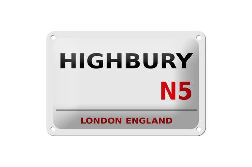 Blechschild London 18x12cm England Highbury N5 weißes Schild
