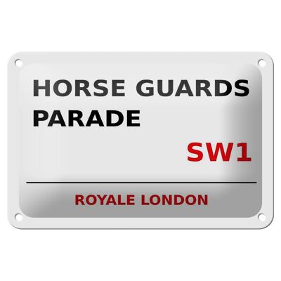 Cartel de chapa de Londres, 18x12cm, Royale Horse Guards Parade SW1, cartel blanco