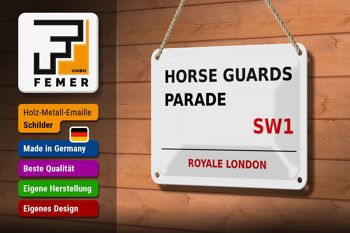 Panneau blanc en étain de londres, 18x12cm, Royale Horse Guards Parade SW1 3