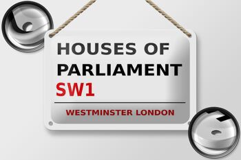 Panneau blanc en étain de Londres, 18x12cm, maisons du parlement SW1 2