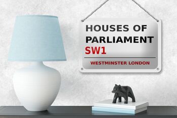 Panneau blanc en étain de Londres, 18x12cm, maisons du parlement SW1 4