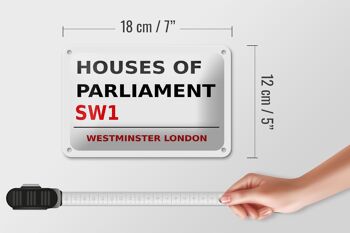 Panneau blanc en étain de Londres, 18x12cm, maisons du parlement SW1 5
