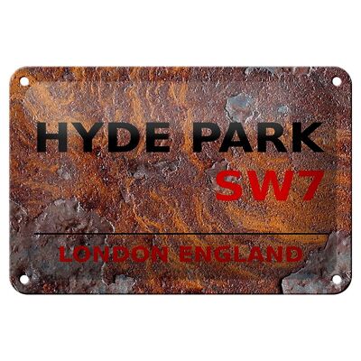 Targa in metallo Londra 18x12 cm Inghilterra Hyde Park SW7 Decorazione