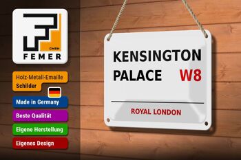 Plaque en tôle Londres 18x12cm Royal Kensington Palace W8 plaque blanche 3