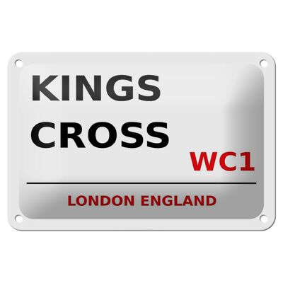 Cartel de chapa Londres 18x12cm Inglaterra Kings Cross WC1 cartel blanco