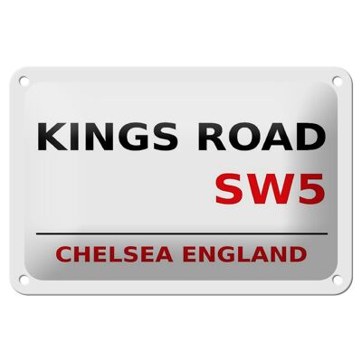 Targa in metallo Londra 18x12 cm Inghilterra Chelsea Kings Road SW5 cartello bianco