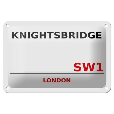 Panneau en étain Londres 18x12cm Knightsbridge SW1, panneau blanc