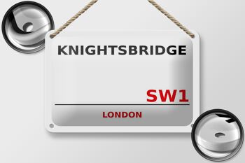 Panneau en étain Londres 18x12cm Knightsbridge SW1, panneau blanc 2