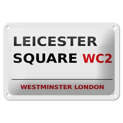 Panneau blanc en étain de Londres, 18x12cm, Westminster, Leicester Square, WC2