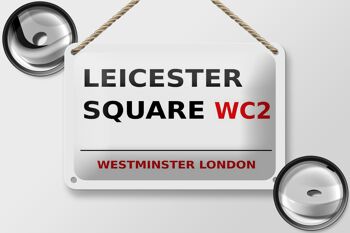 Panneau blanc en étain de Londres, 18x12cm, Westminster, Leicester Square, WC2 2