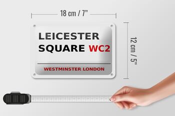 Panneau blanc en étain de Londres, 18x12cm, Westminster, Leicester Square, WC2 5