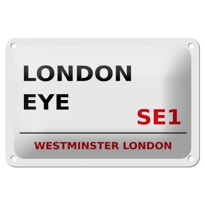 Metal sign London 18x12cm Westminster London Eye SE1 white sign