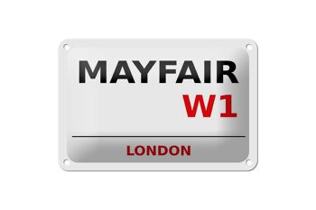 Panneau en étain Londres 18x12cm Mayfair W1, décoration murale, panneau blanc 1