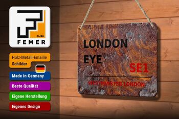 Panneau en étain de londres, 18x12cm, décoration Westminster London Eye SE1 3