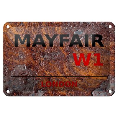 Cartel de chapa Londres 18x12cm Mayfair W1 decoración de pared