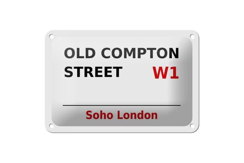 Blechschild London 18x12cm Soho Old Compton Street W1 weißes Schild