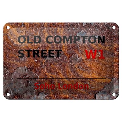 Letrero de chapa Londres 18x12cm Soho Old Compton Street W1 Decoración