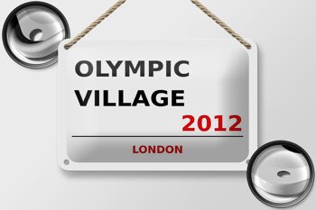 Panneau en étain Londres 18x12cm Village Olympique 2012 panneau blanc 2