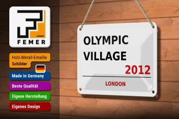 Panneau en étain Londres 18x12cm Village Olympique 2012 panneau blanc 3