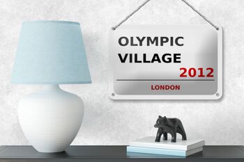 Panneau en étain Londres 18x12cm Village Olympique 2012 panneau blanc 4