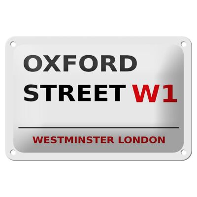 Cartel de chapa Londres 18x12cm Westminster Oxford Street W1 cartel blanco