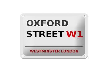Panneau blanc en étain de Londres, 18x12cm, Westminster Oxford Street W1 1