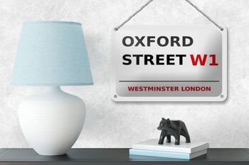 Panneau blanc en étain de Londres, 18x12cm, Westminster Oxford Street W1 4