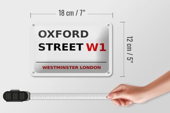 Panneau blanc en étain de Londres, 18x12cm, Westminster Oxford Street W1 5