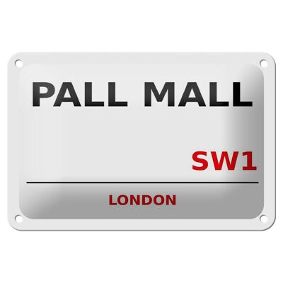 Targa in metallo Londra 18x12 cm Pall Mall SW1 decorazione da parete bianca