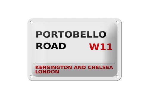 Blechschild London 18x12cm Portobello Road W11 Kensington weißes Schild