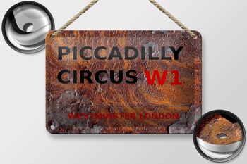 Panneau en étain de londres, 18x12cm, décoration Westminster Piccadilly Circus W1 2