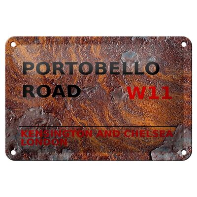 Targa in metallo Londra 18x12 cm Portobello Road W11 Decorazione Kensington